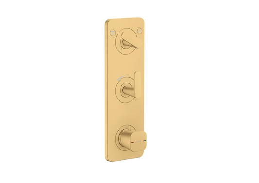 Axor Citterio C 15" x 5"  2-Function Cubic Cut Brushed Gold Optic Thermostatic Module Trim