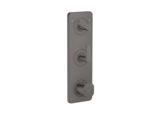 Axor Citterio C 15" x 5"  2-Function Cubic Cut Brushed Black Chrome Thermostatic Module Trim