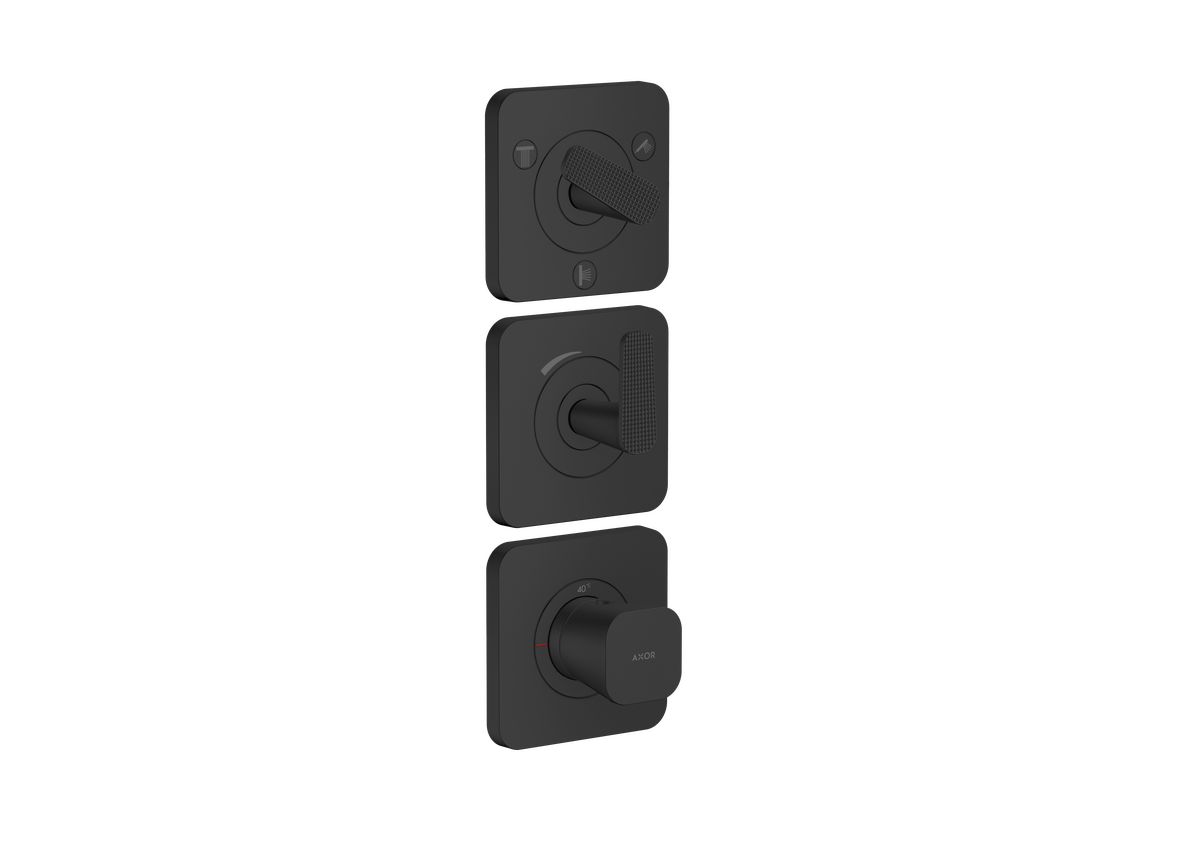 Axor Citterio C 15" x 5"  3-Function Cubic Cut Matte Black Thermostatic Module Trim