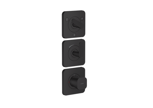 Axor Citterio C 15" x 5"  3-Function Cubic Cut Matte Black Thermostatic Module Trim