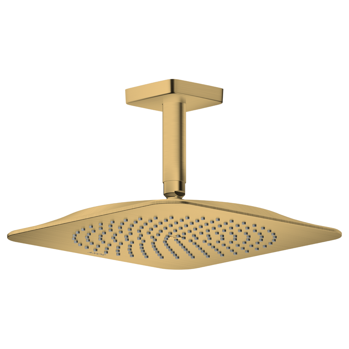 Axor Citterio C 2.5 GPM 1-Jet 270 Square Brushed Gold Optic Showerhead With Ceiling Connection