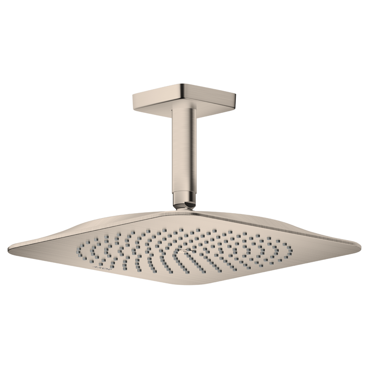 Axor Citterio C 2.5 GPM 1-Jet 270 Square Brushed Nickel Showerhead With Ceiling Connection