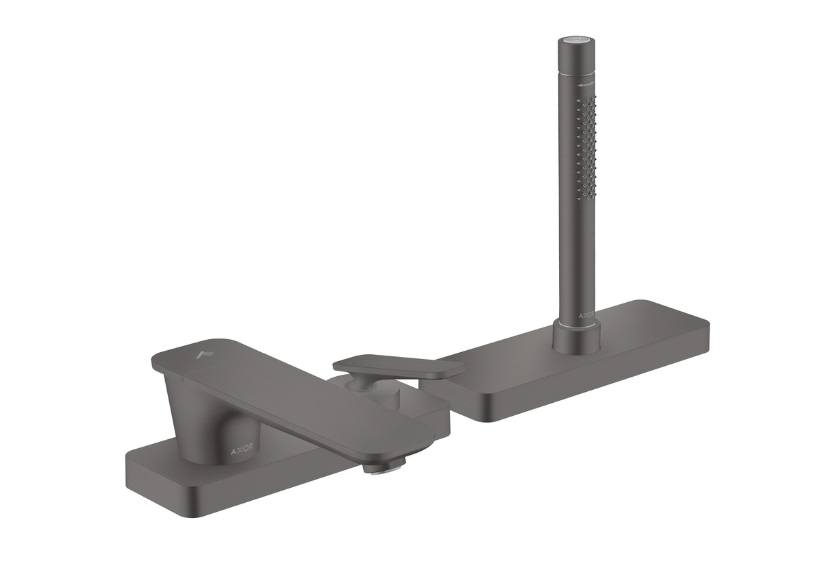 Axor Citterio C 1.75 GPM 3-Hole Brushed Black Chrome Roman Tub Set Trim With Handshower and Sbox