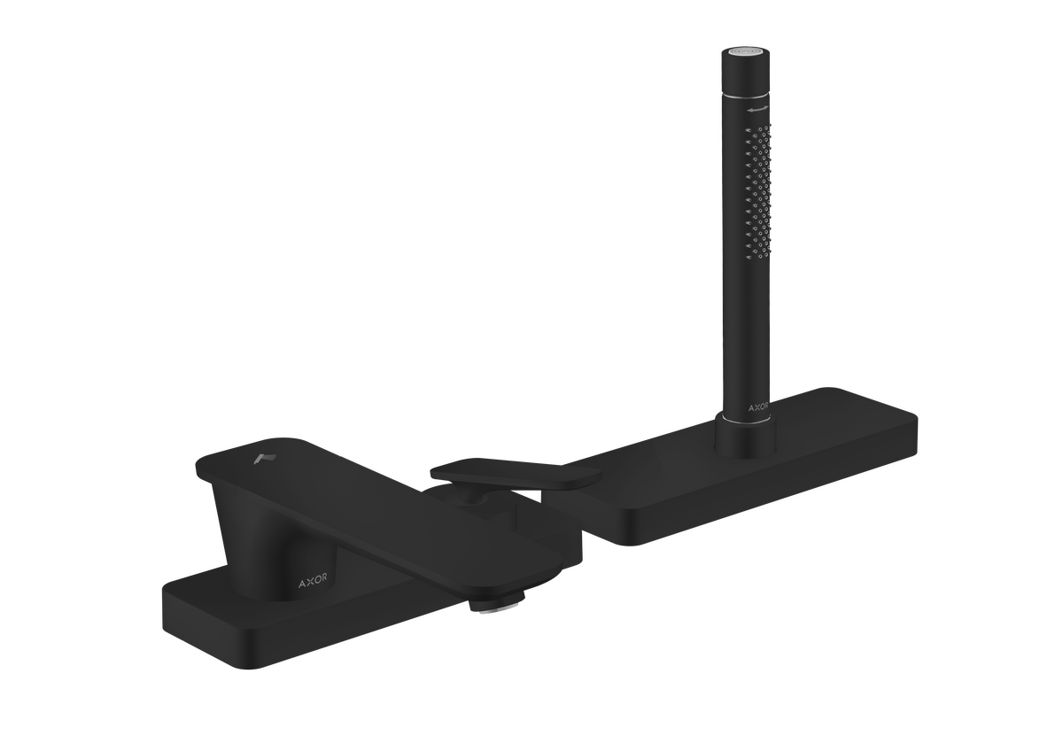 Axor Citterio C 1.75 GPM 3-Hole Matte Black Roman Tub Set Trim With Handshower and Sbox