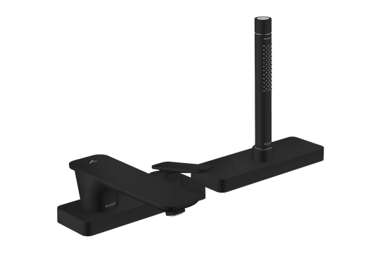 Axor Citterio C 1.75 GPM 3-Hole Matte Black Roman Tub Set Trim With Handshower and Sbox