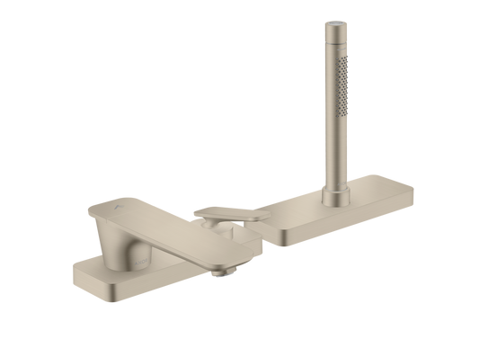 Axor Citterio C 1.75 GPM 3-Hole Brushed Nickel Roman Tub Set Trim With Handshower and Sbox