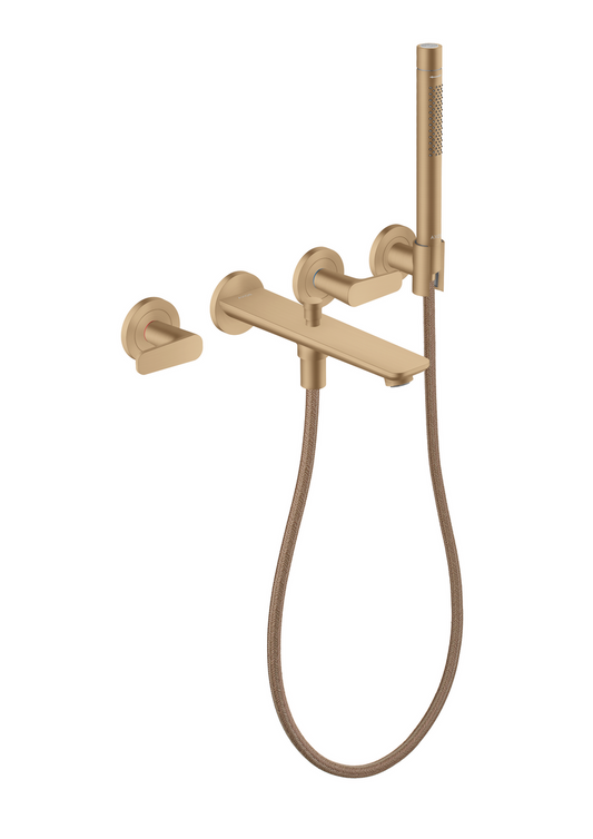 Axor Citterio C 1.75 GPM 3-Hole Brushed Bronze Wall Mounted Tub Filler With Handshower and Holder