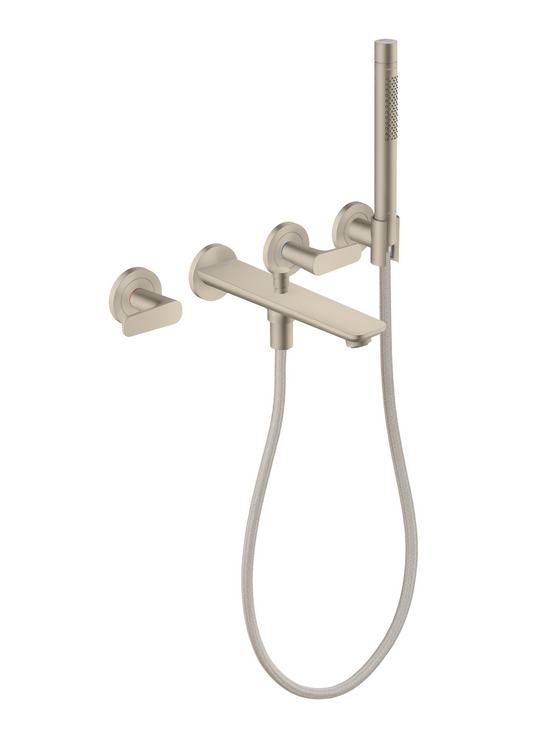 Axor Citterio C 1.75 GPM 3-Hole Brushed Nickel Wall Mounted Tub Filler With Handshower and Holder
