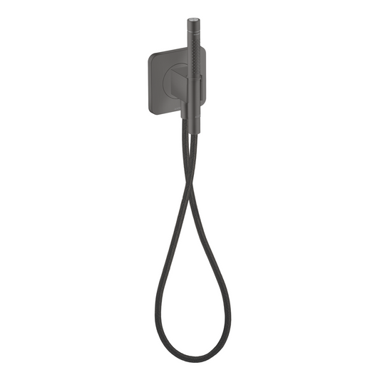 Axor Citterio C 2.5 GPM 5" x 5" Outlet Softsquare Brushed Black Chrome Handshower With Holder and Textile Hose