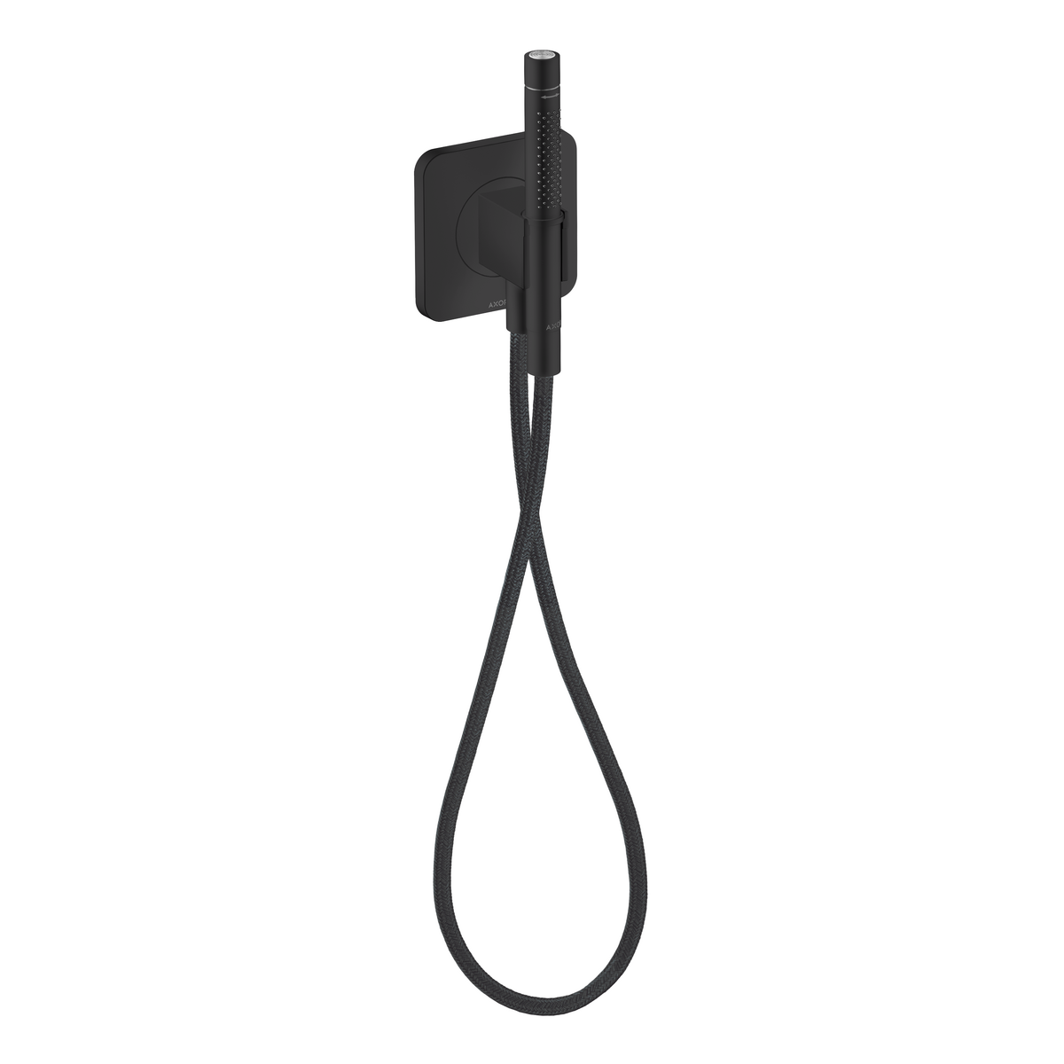 Axor Citterio C 2.5 GPM 5" x 5" Outlet Softsquare Matte Black Handshower With Holder and Textile Hose