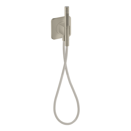 Axor Citterio C 2.5 GPM 5" x 5" Outlet Softsquare Brushed Nickel Handshower With Holder and Textile Hose