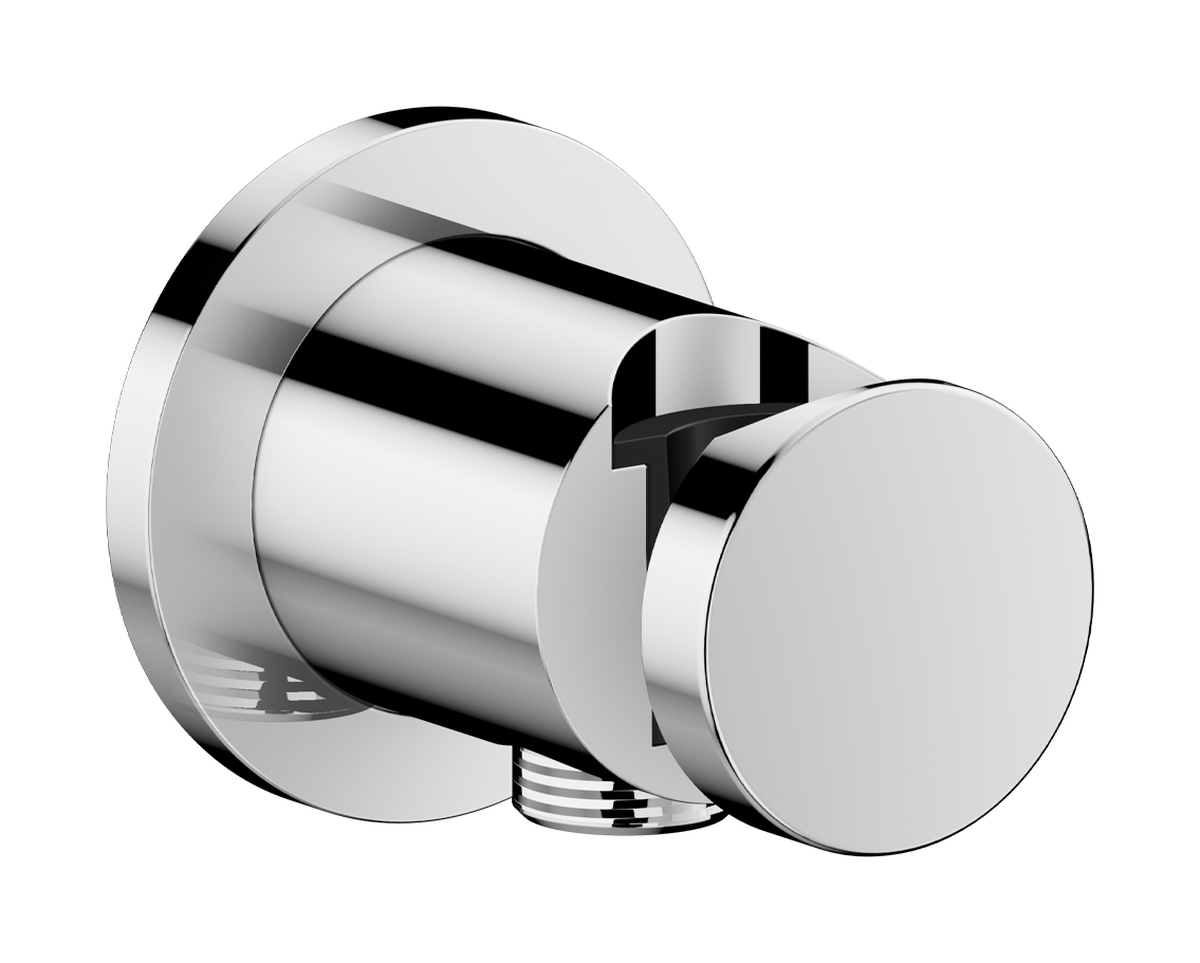 Axor One Round Metal Chrome Wall Outlet With Handshower Holder and Check Valves