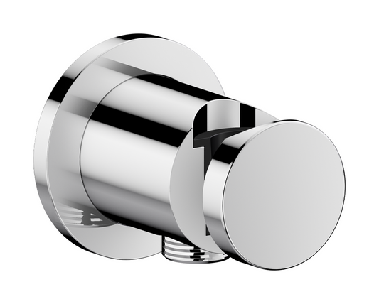 Axor One Round Metal Chrome Wall Outlet With Handshower Holder and Check Valves