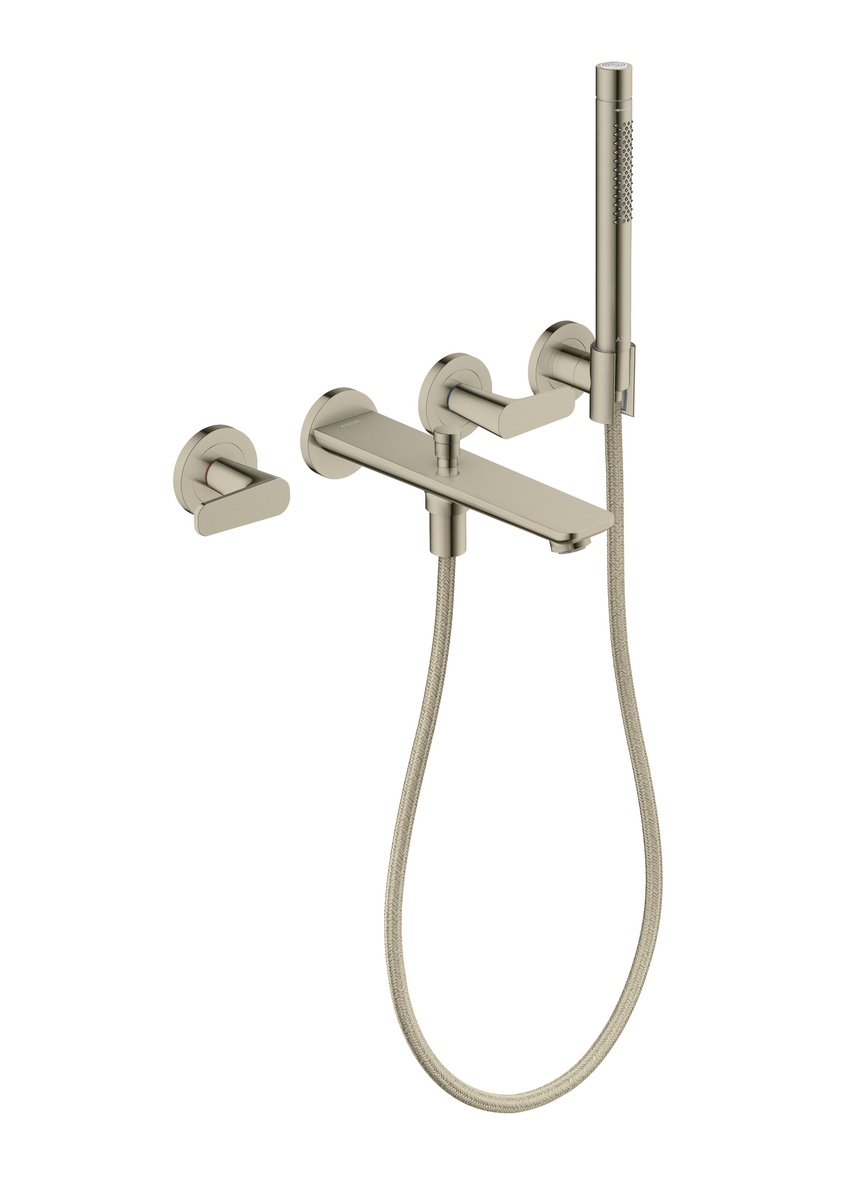 Axor Citterio C 1.75 GPM 3-Hole Polished Nickel Wall Mounted Tub Filler With Handshower and Holder