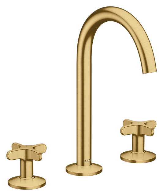 Axor One 1.2 GPM 170 Cross Handles 120-Degree Swivel Range Brushed Gold Optic Widespread Faucet