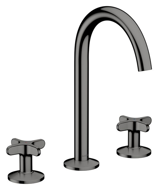 Axor One 1.2 GPM 170 Cross Handles 120-Degree Swivel Range Polished Black Chrome Widespread Faucet