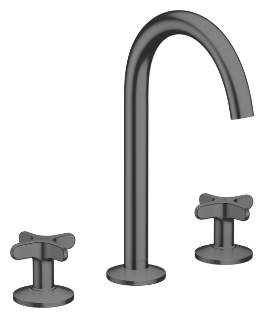 Axor One 1.2 GPM 170 Cross Handles 120-Degree Swivel Range Brushed Black Chrome Widespread Faucet