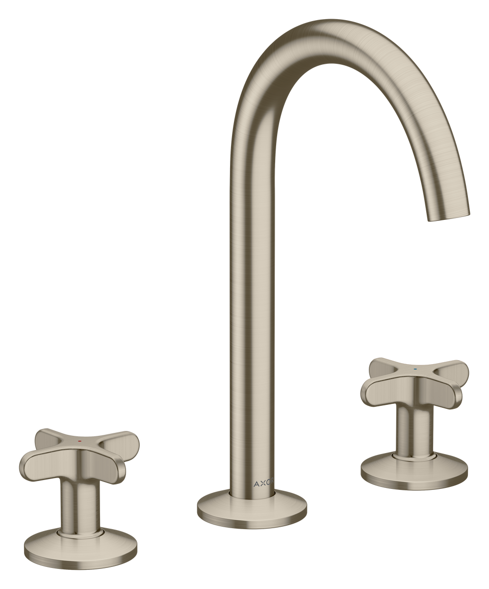 Axor One 1.2 GPM 170 Cross Handles 120-Degree Swivel Range Brushed Nickel Widespread Faucet