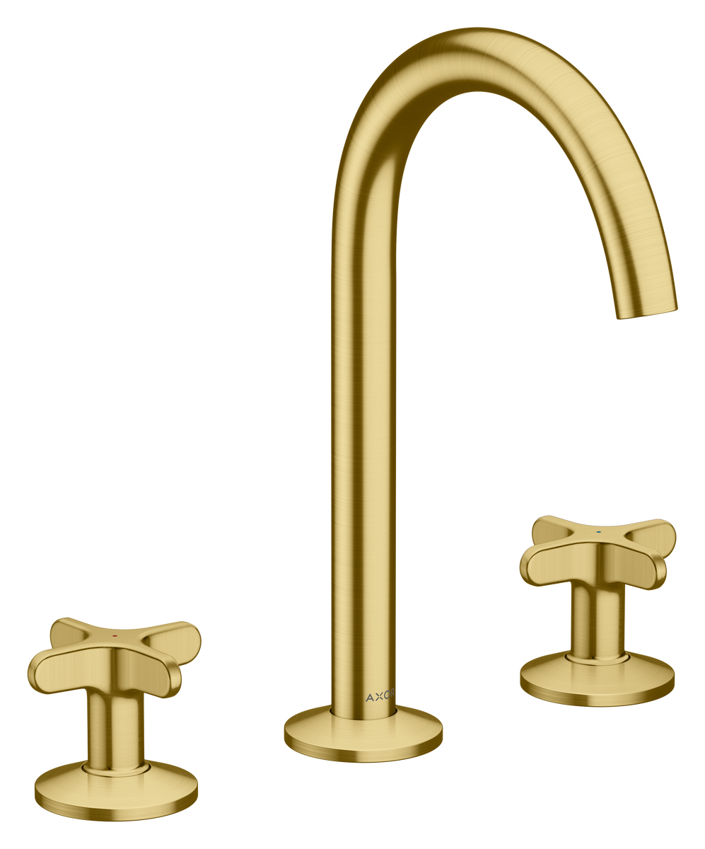 Axor One 1.2 GPM 170 Cross Handles 120-Degree Swivel Range Brushed Brass Widespread Faucet