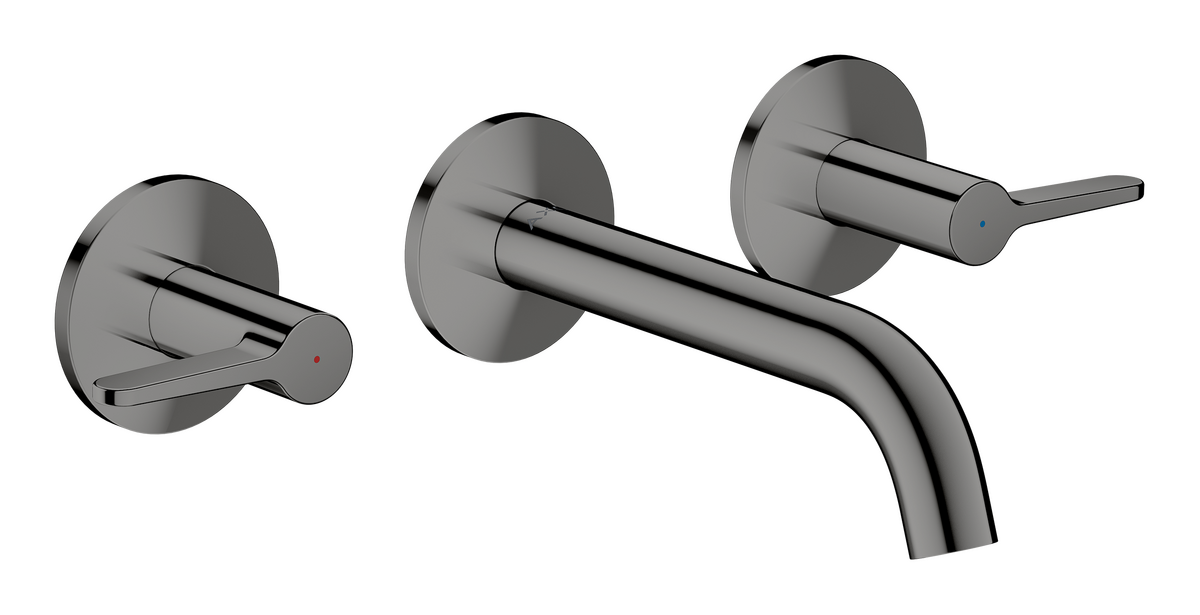 Axor One 1.2 GPM 160 Lever Handles Widespread Polished Black Chrome Wall Mounted Faucet