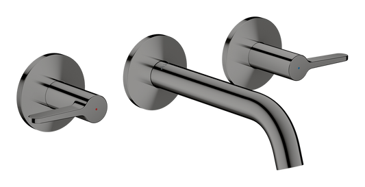 Axor One 1.2 GPM 160 Lever Handles Widespread Polished Black Chrome Wall Mounted Faucet