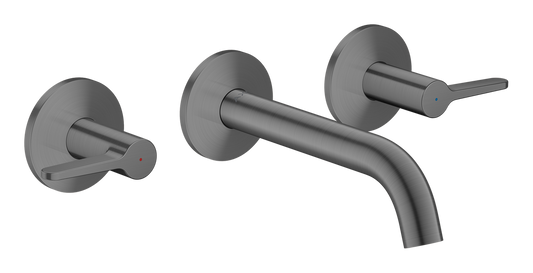 Axor One 1.2 GPM 160 Lever Handles Widespread Brushed Black Chrome Wall Mounted Faucet