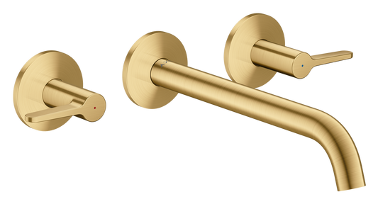 Axor One 5.3 GPM Lever Handle Wall Mounted Brushed Gold Optic Tub Filler