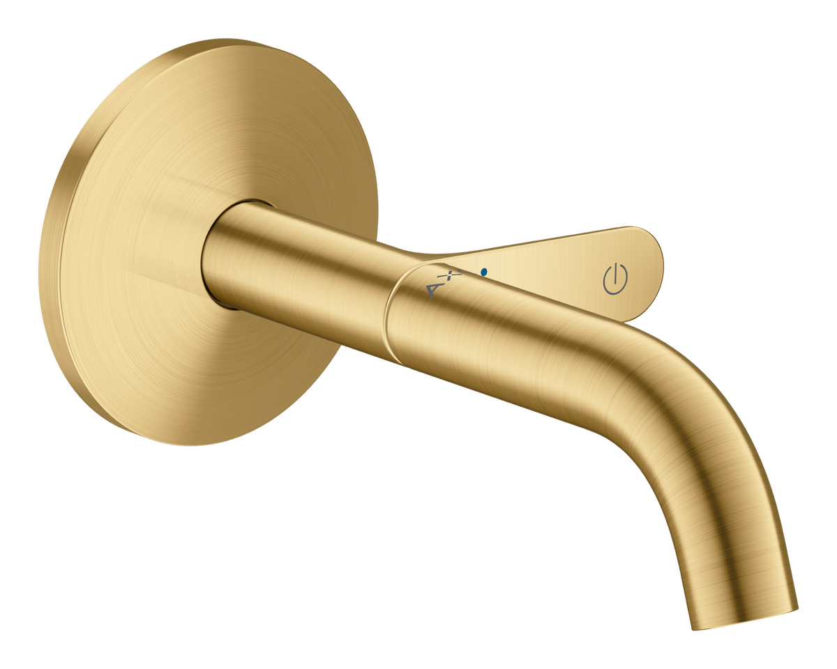 Axor One 1.2 GPM 160 Single-Handle Select Push-Button On/Off Control Brushed Gold Optic Wall Mounted Faucet