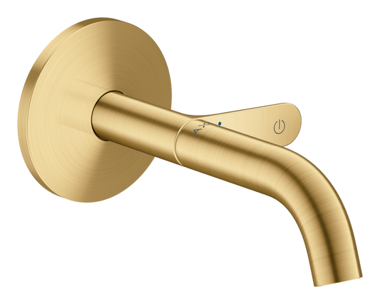 Axor One 1.2 GPM 160 Single-Handle Select Push-Button On/Off Control Brushed Gold Optic Wall Mounted Faucet