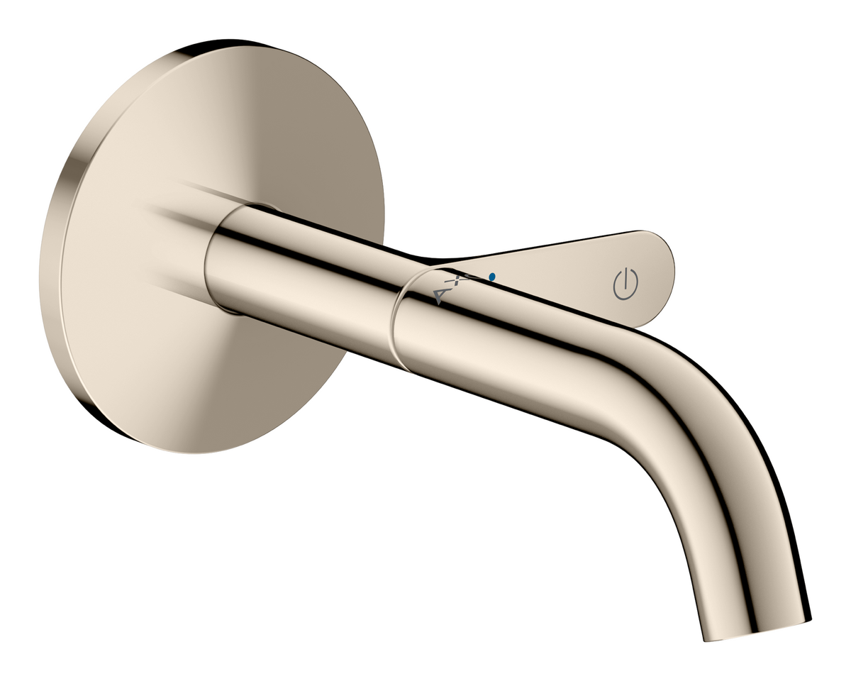 Axor One 1.2 GPM 160 Single-Handle Select Push-Button On/Off Control Polished Nickel Wall Mounted Faucet