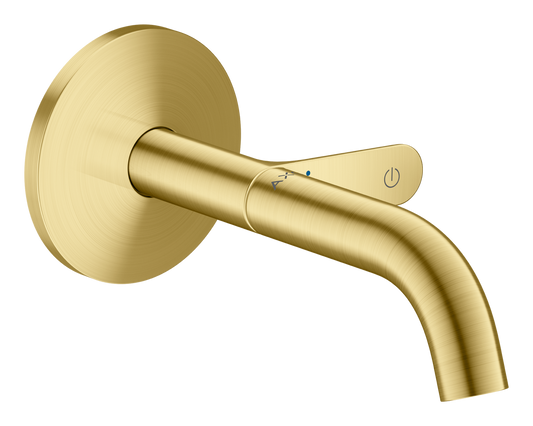 Axor One 1.2 GPM 160 Single-Handle Select Push-Button On/Off Control Brushed Brass Wall Mounted Faucet