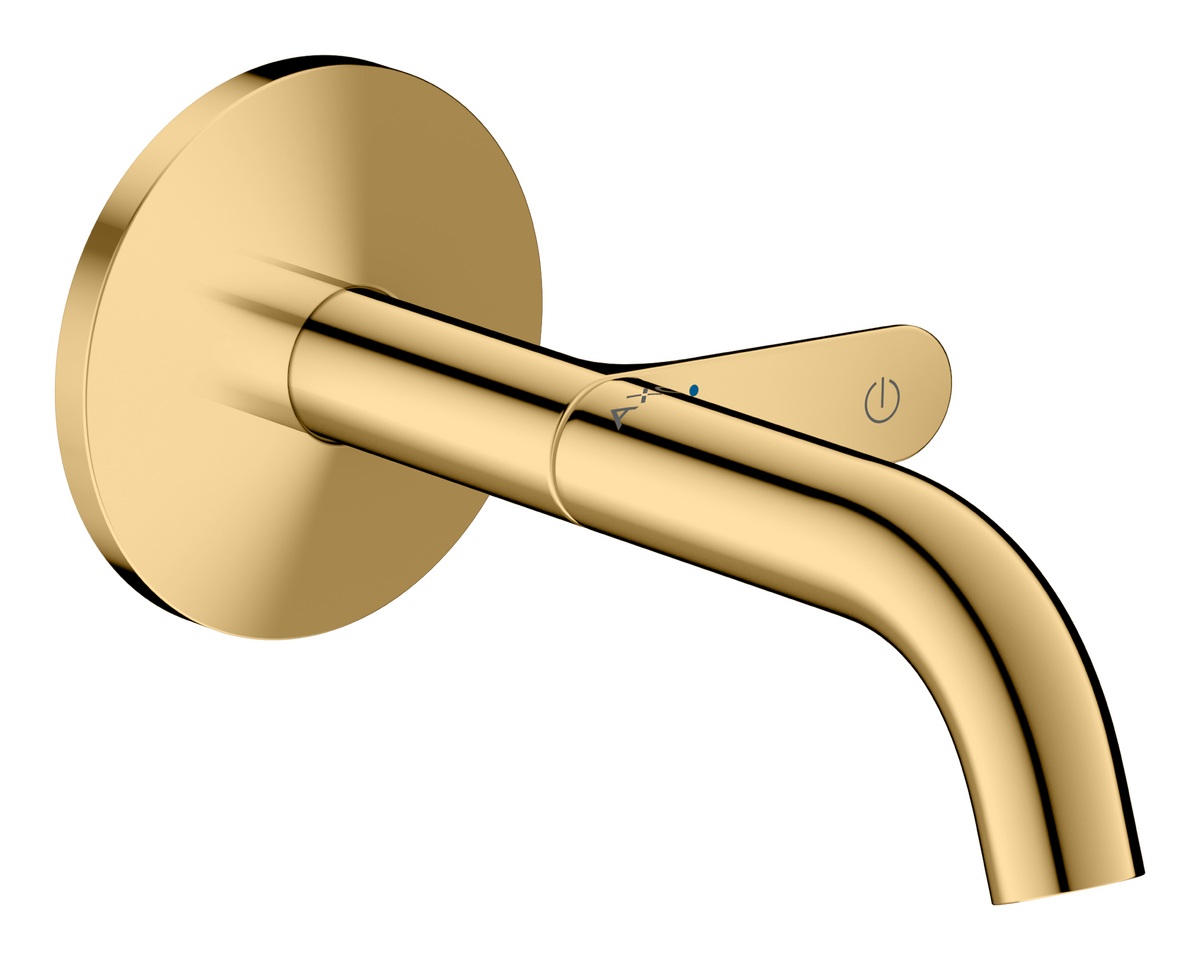 Axor One 1.2 GPM 160 Single-Handle Select Push-Button On/Off Control Polished Gold Optic Wall Mounted Faucet