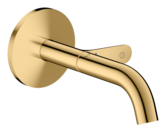 Axor One 1.2 GPM 160 Single-Handle Select Push-Button On/Off Control Polished Gold Optic Wall Mounted Faucet