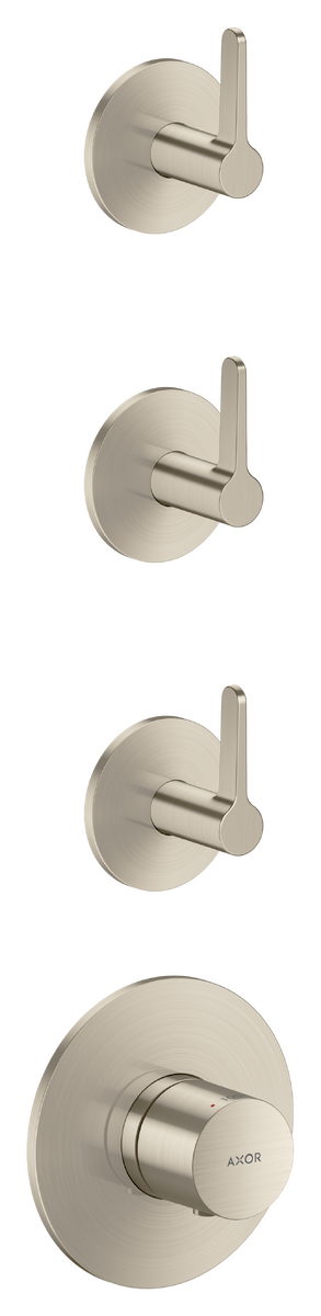 Axor One 3 Volume Controls Lever Handle Brushed Nickel Thermostatic Module Trim