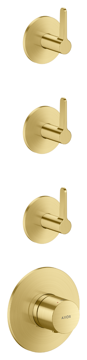 Axor One 3 Volume Controls Lever Handle Brushed Brass Thermostatic Module Trim