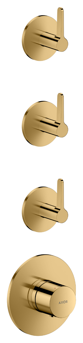 Axor One 3 Volume Controls Lever Handle Polished Gold Optic Thermostatic Module Trim