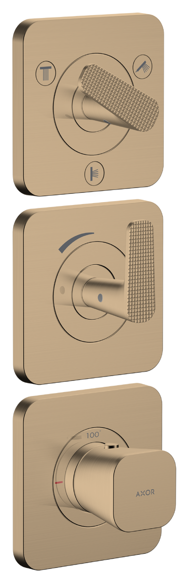 Axor Citterio C 15" x 5"  3-Function Cubic Cut Brushed Bronze Thermostatic Module Trim