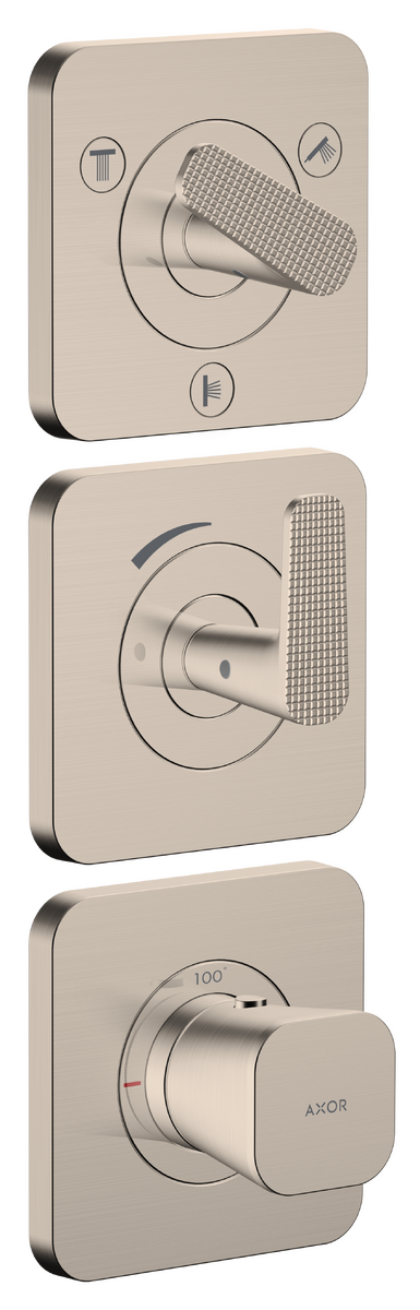 Axor Citterio C 15" x 5"  3-Function Cubic Cut Brushed Nickel Thermostatic Module Trim