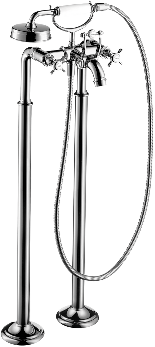 Axor Montreux 4.75 GPM 2 Cross Handles Chrome Freestanding Tub Filler Trim With 1.8 GPM Handshower