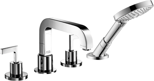 Axor Citterio 5.0 GPM 4-Hole Lever Handles Chrome Roman Tub Set Trim With 1.75 GPM Handshower