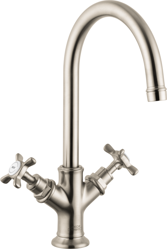Axor Montreux 1.2 GPM 210 2 Cross Handles Brushed Nickel Faucet With Pop Up Drain