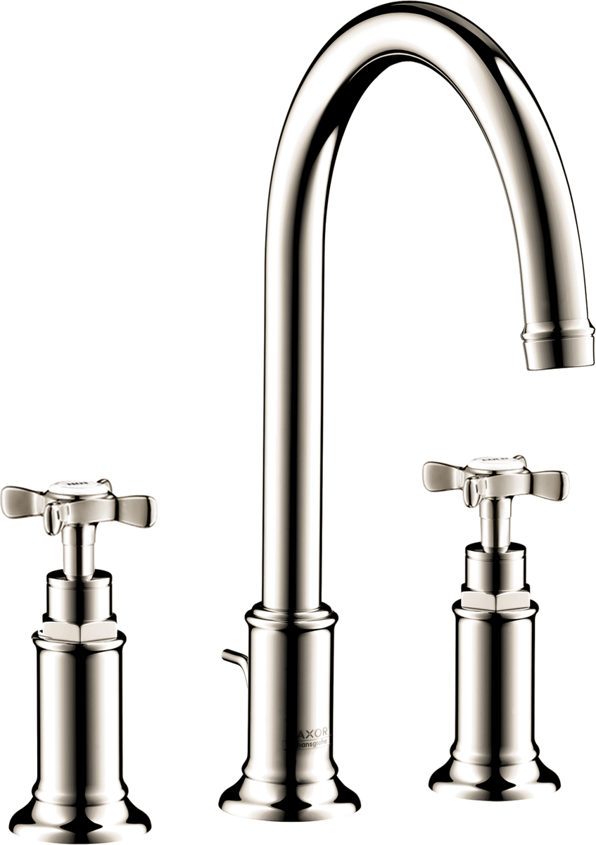 Axor Montreux 1.2 GPM Cross Handles Widespread Polished Nickel 180 Faucet With Pop-Up Drain