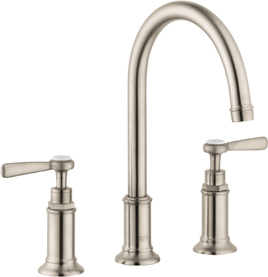 Axor Montreux 1.2 GPM Lever Handles Widespread Brushed Nickel 180 Faucet With Pop-Up Drain