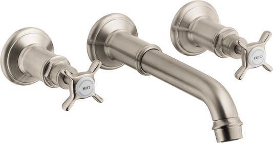 Axor Montreux 1.2 GPM Cross Handles Wall Mounted Brushed Nickel Widespread Faucet Trim