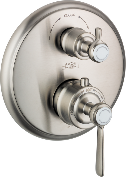 Axor Montreux Brushed Nickel Thermostatic Trim With Volume Control and Diverter