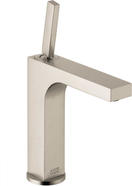 Axor Citterio 1.2 GPM Single Lever Handle Single Hole Brushed Nickel 160 Faucet With Pop-Up Drain
