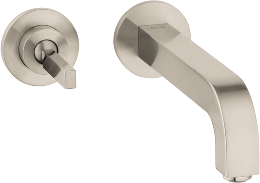 Axor Citterio 1.2 GPM Single Handle Wall Mounted Brushed Nickel Faucet Without Pop-Up Drain