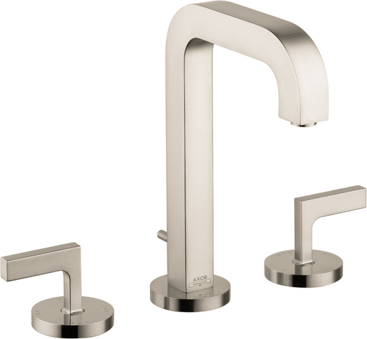 Axor Citterio 1.2 GPM Lever Handles Brushed Nickel Widespread 170 Faucet With Pop-Up Drain