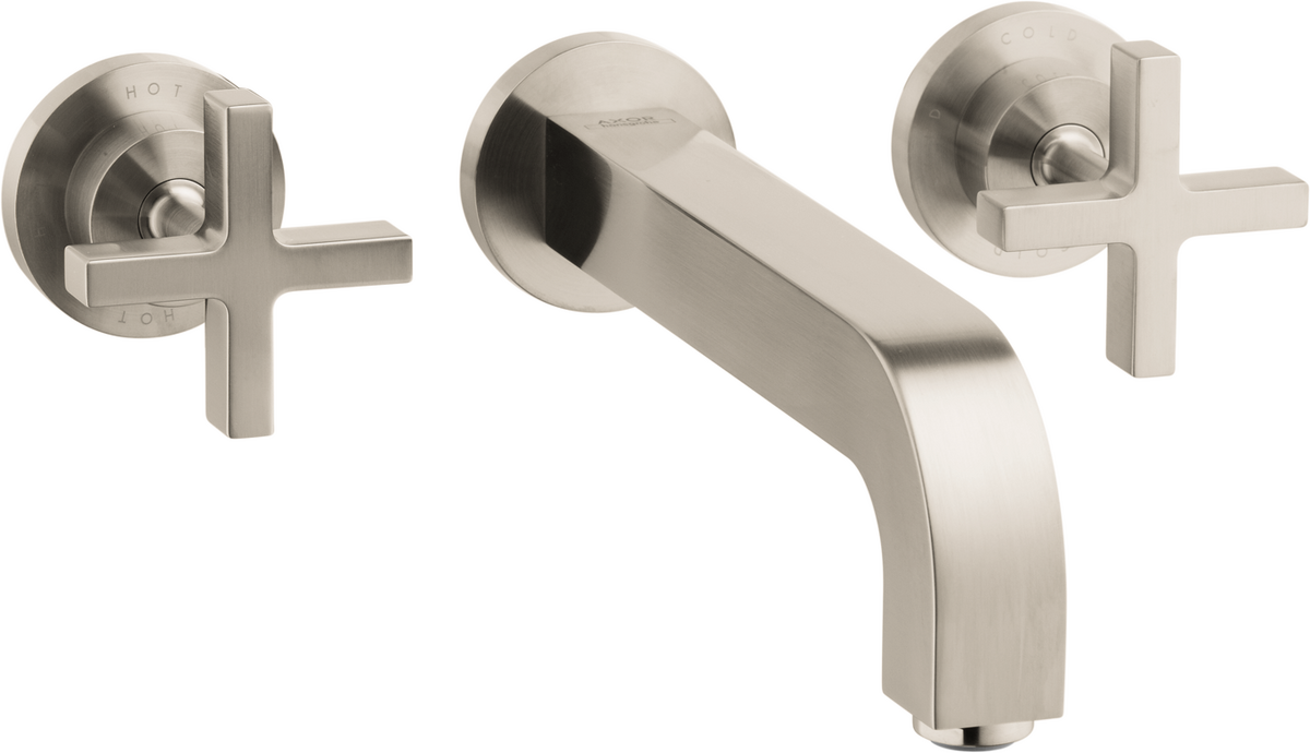 Axor Citterio 1.2 GPM Cross Handles Brushed Nickel Wall Mounted Widespread Faucet Trim