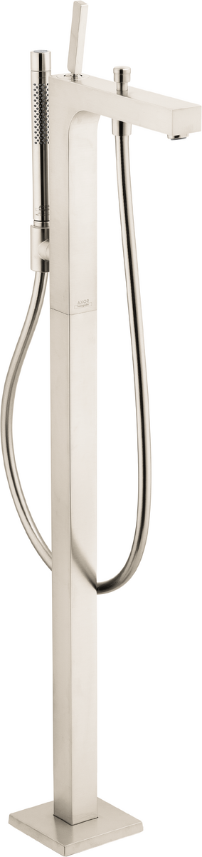 Axor Citterio 5.5 GPM Freestanding Brushed Nickel Tub Filler Trim With 1.75 GPM Handshower